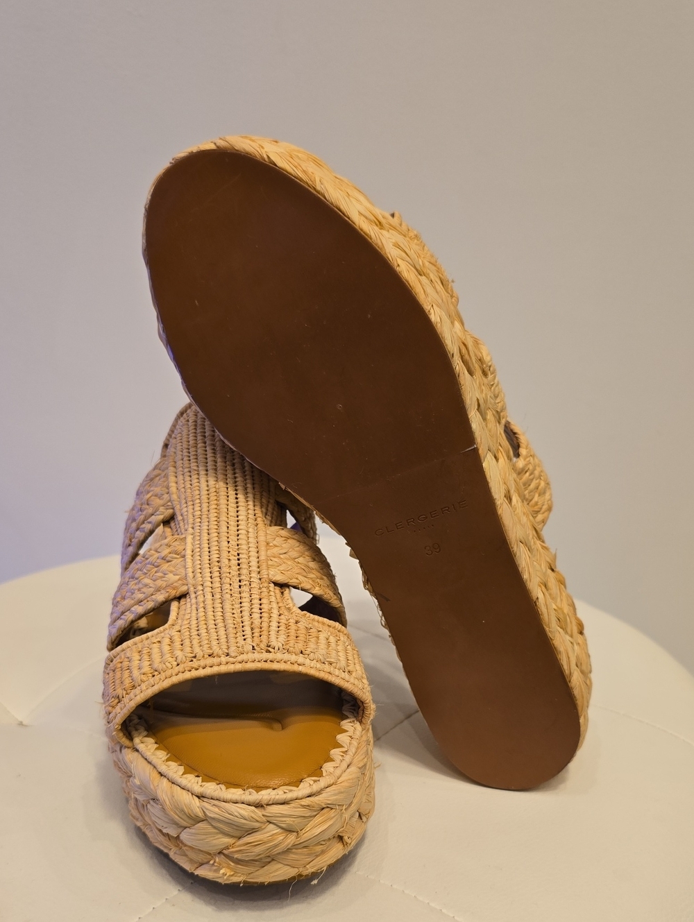 Clergerie Aralia Woven Platform Slides Sandals Shoes BRAIDED Rattan NEW 9 39 - Picture 8 of 9